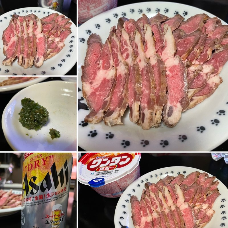 ローストビーフ＋生ジョッキ缶(自宅)