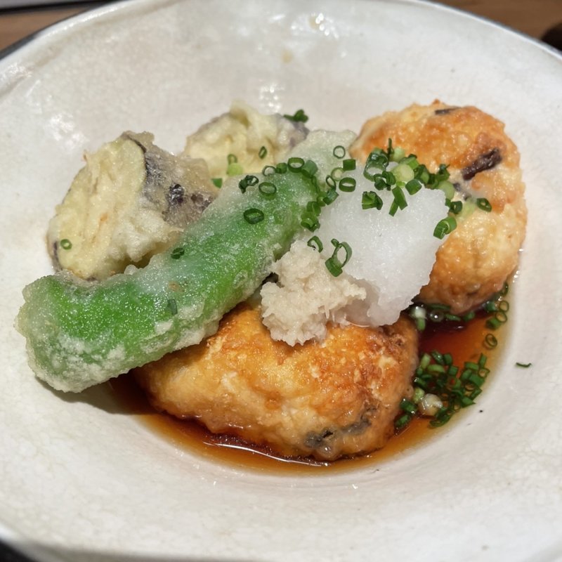 ひろうすとなすの揚げ出し(蕎麦 やっ古)