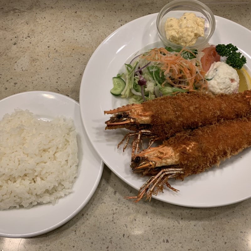 洋食やの有頭海老フライ(ライス付)(洋食や 三代目 たいめいけん 上野店)