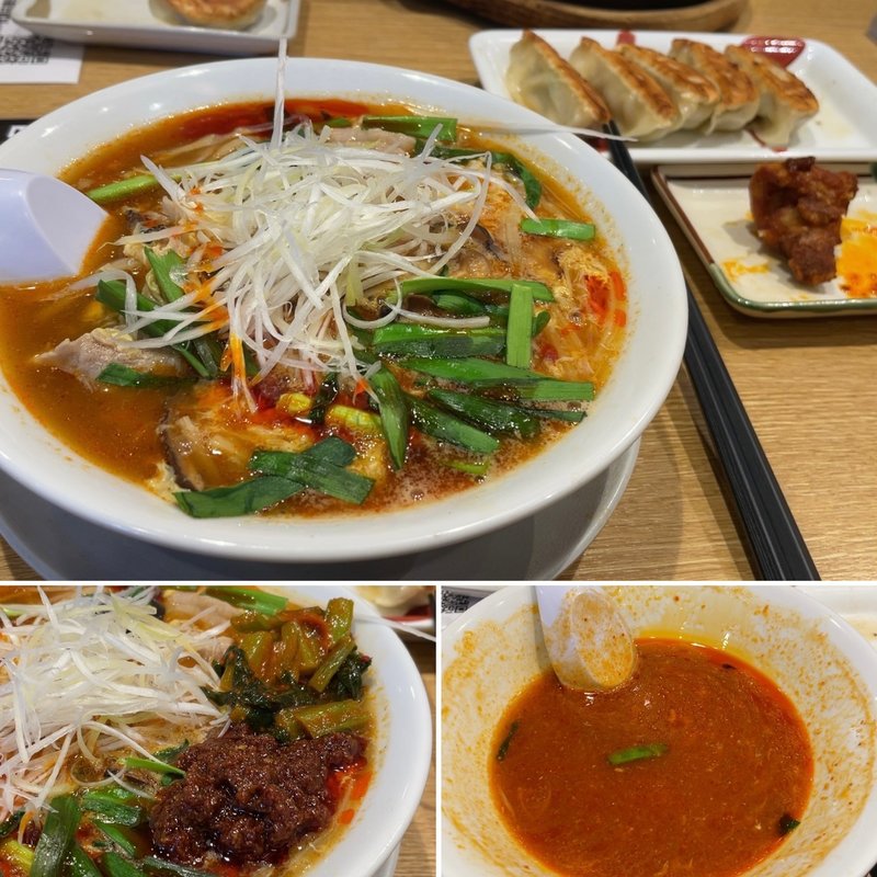 期間限定｢酸辣湯麺」セットの唐揚げ＋餃子(丸源ラーメン 北習志野店 )