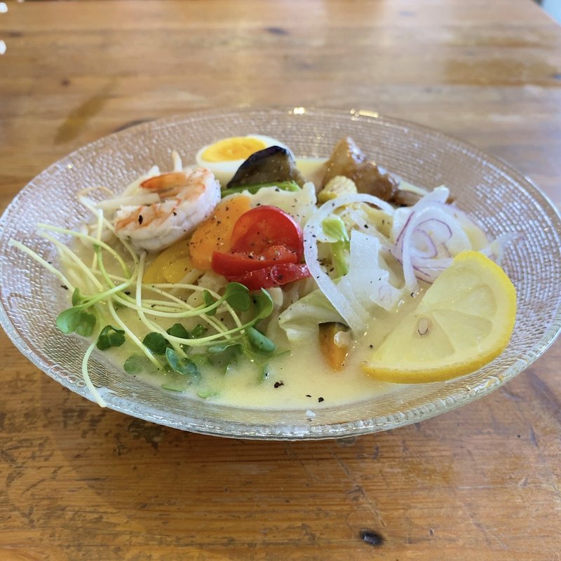 ホワイトアスパラのレモンちゃんぽん(花清水)