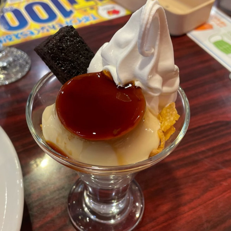 喫茶店のプリン ソフトクリーム&ブラウニー(ガスト 栄中野店 )