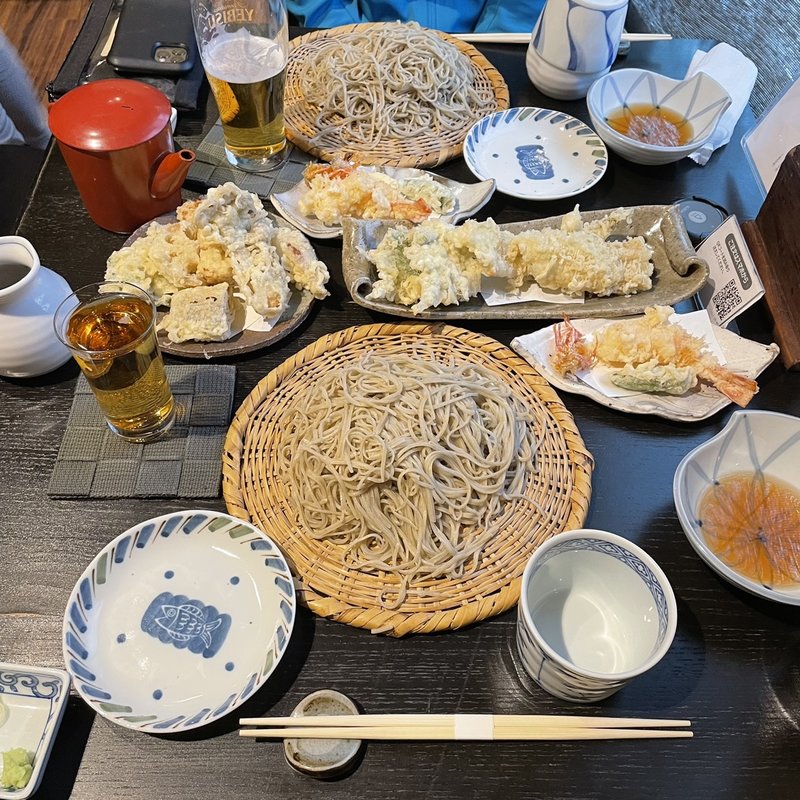 せいろ大盛＋穴子天＋テンペ3種野菜天＋活車海老天＋オールフリー(調布 清水 )