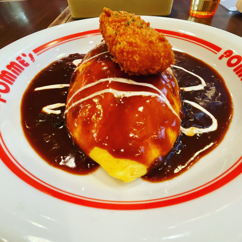 カニクリームコロッケのハヤシソースオムライス(ポムの樹 HEPファイブ店)