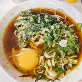 月見そば、春菊天トッピング(みまつ )