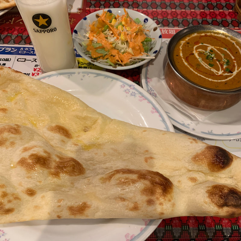 ランチカレーセット キーマカレー 大盛(インド料理 マナカマナ 国立店)
