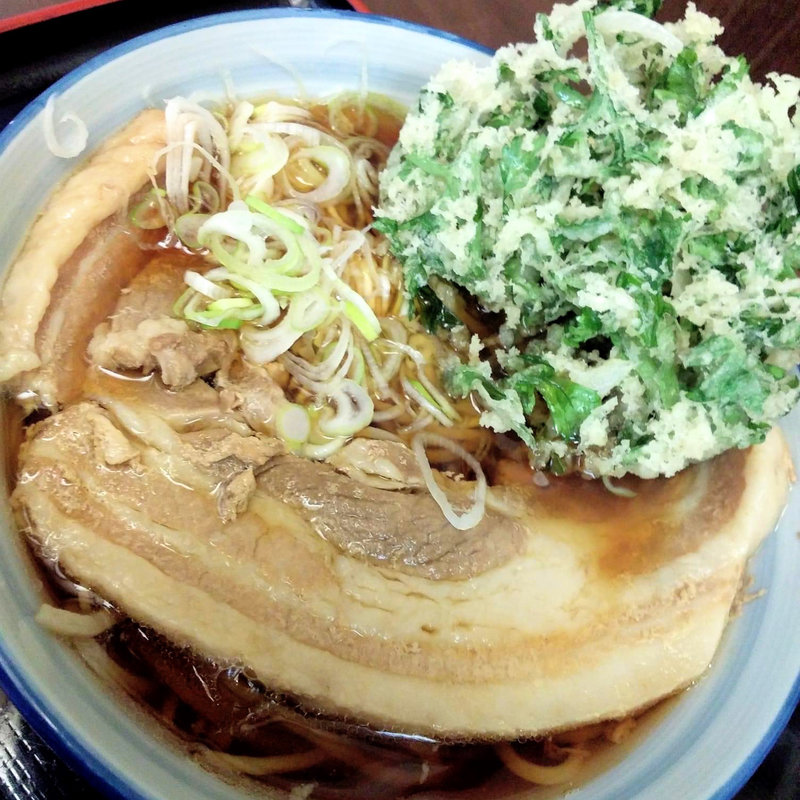 肉そば 春菊天トッピング(そば切り うちば)