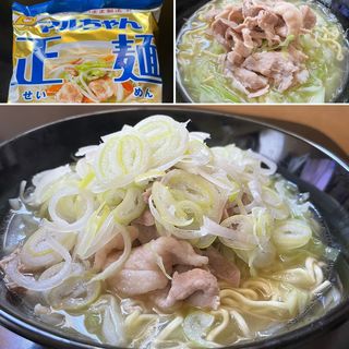 肉盛りラーメン(マルちゃん正麺旨塩味)(自宅)