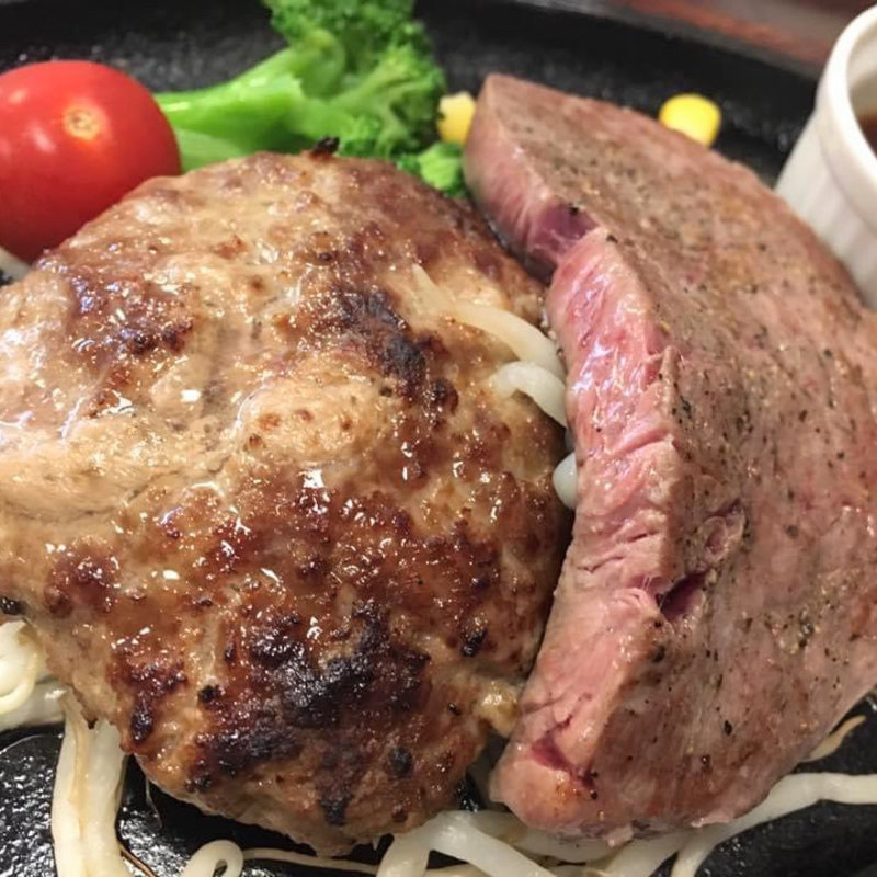 和牛ハンバーグ&宮崎産和牛サーロインステーキコンボ(ハンバーグ・ステーキ宮崎亭)