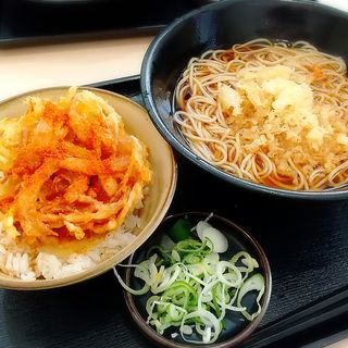 ミニかき揚げ丼セット(温蕎麦)(ゆで太郎 新木場店)