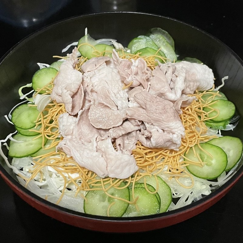 冷しゃぶパリパリサラダ(自宅)