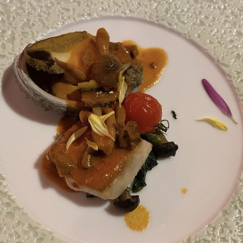 金目鯛とアワビのポワレ(熱海風雅)