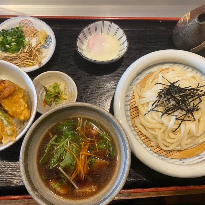 鴨釜うどん(とり天ぶっかけと鴨釜うどん 麺匠 やしま)