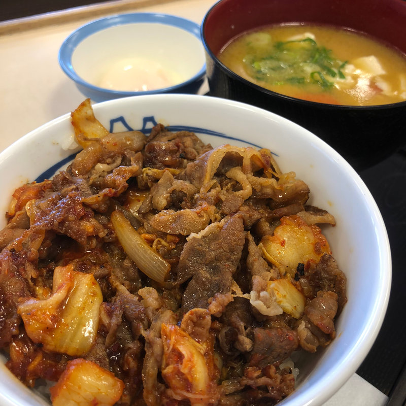 焼キムチ牛めし 豚汁半熟玉子セット(松屋 浜寺店 )