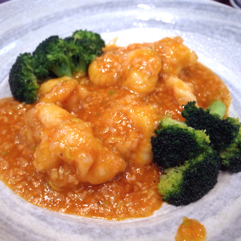 殻付き大えびのチリソース煮（乾焼明蝦）(四川料理 剣閣)