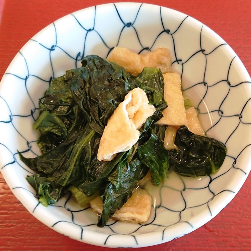 小松菜と揚げ煮(まいどおおきに食堂 門真 桑才食堂)