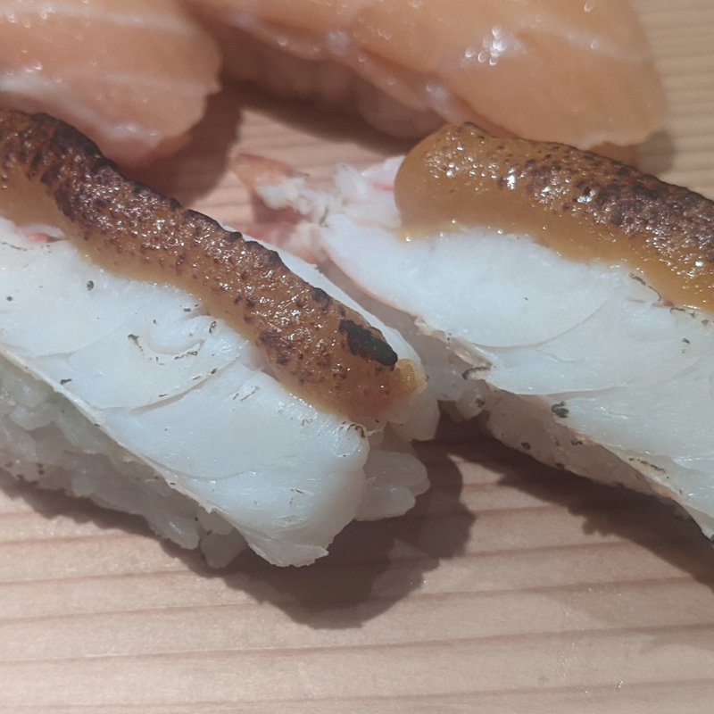 炙り海老雲丹ソース(スシエビス 恵比寿本店)