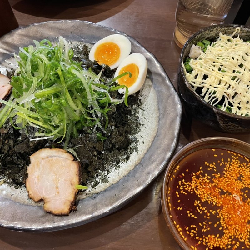のりねぎつけ麺＋チャーシューごはん(辛部 宝町店 （カラブ）)