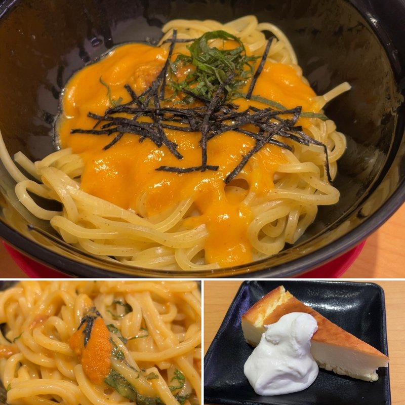濃厚うにまぜそば＋バスクチーズケーキ(スシロー 八千代高津店)