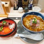 牛ブロックと牛スライスのすき焼き風ラーメン(ラーメン専科 竹末食堂)