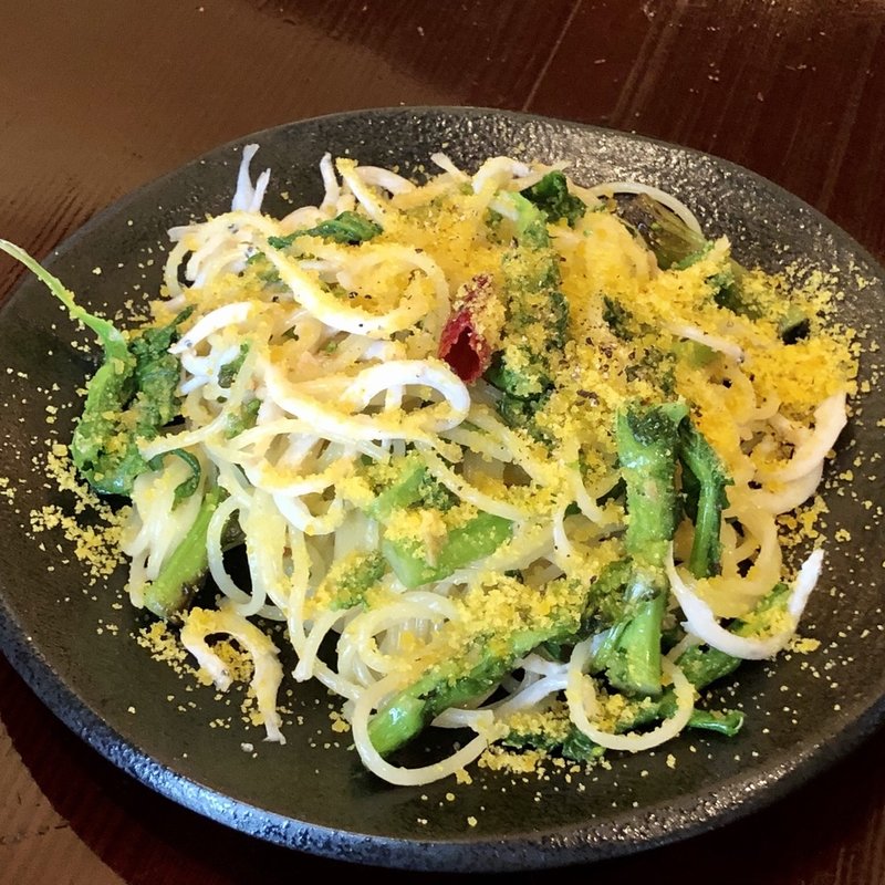 白魚と厳選カラスミと菜の花なペペロンチーノ(カフェドラパン)