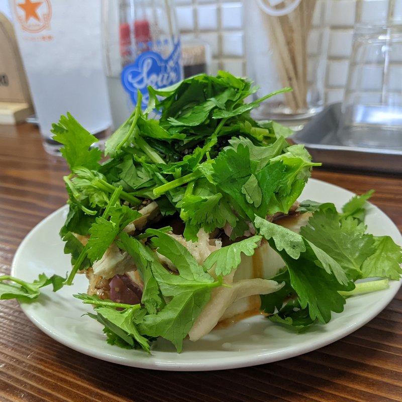 パクチーヨダレやっこ(大衆食堂スタンド そのだ )