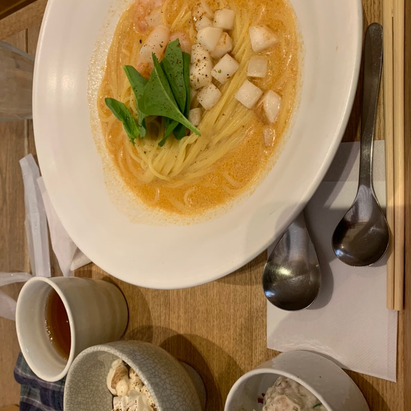 蕪とほうれん草の海老豆乳クリーム(こななピオレ明石店)