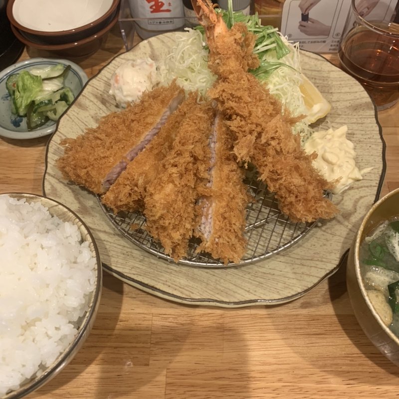 らんちヒレ海老ミックス定食(トンカツ芝)