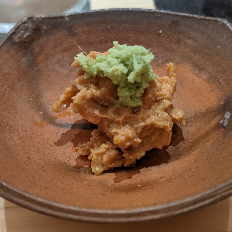 あん肝粕漬け、スイカ奈良漬け(鮨 和さび （わさび）)