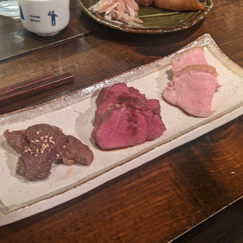 ハラミ、鹿、鴨ロース(日本酒◎酒場 コメカラ)