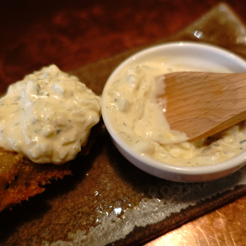 大粒カキ（自家製タルタル添え）(串かつ 王将倶楽部)