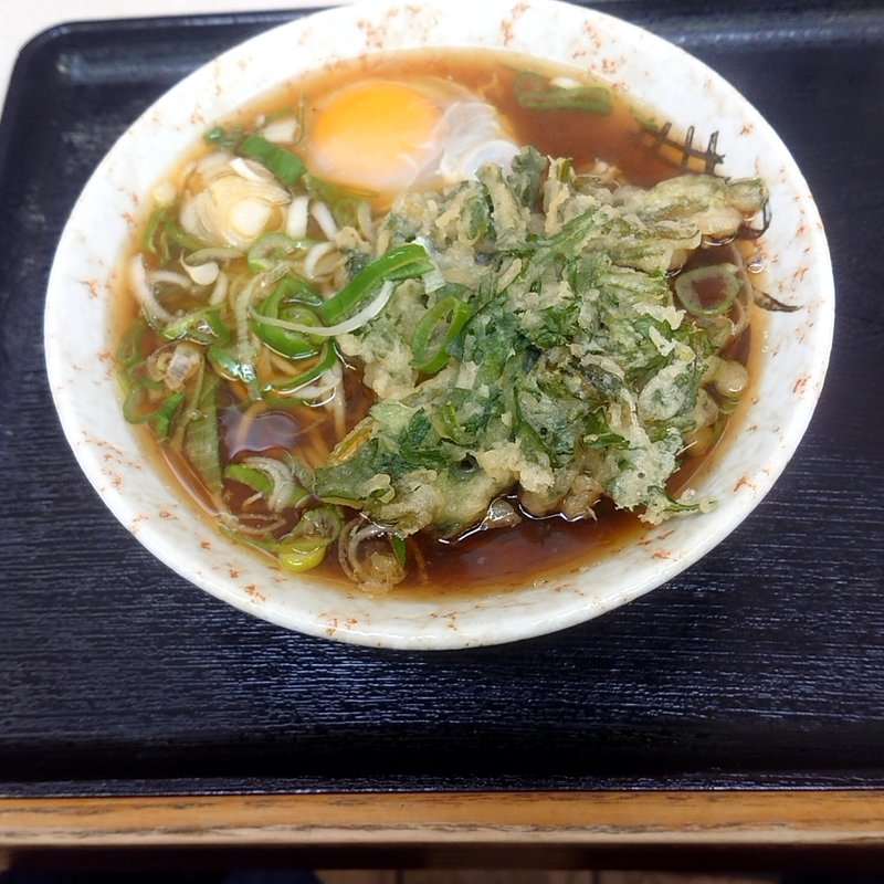 月見そば、春菊天トッピング(みまつ )