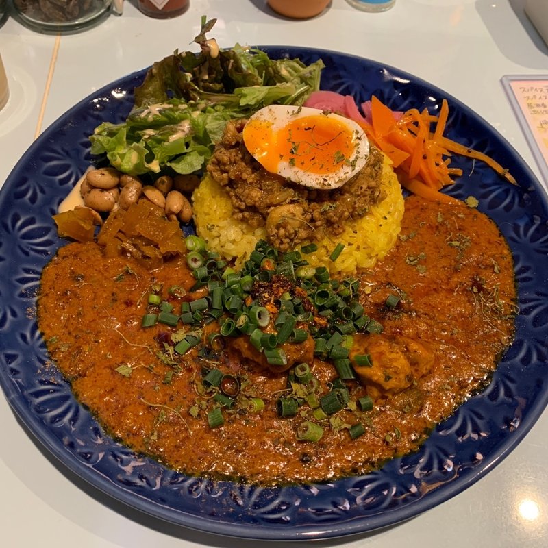 花椒カレー/日替り(カキのキーマ) あいがけ(BLUEMOON大宮)