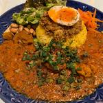 花椒カレー/日替り(カキのキーマ) あいがけ(BLUEMOON大宮)