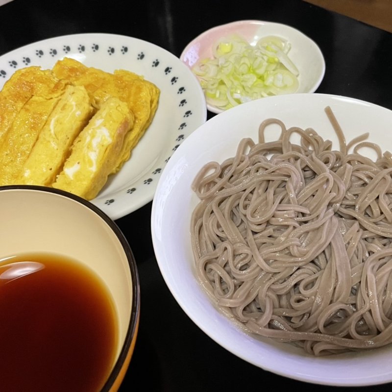 自然薯そば＋卵焼き(自宅)