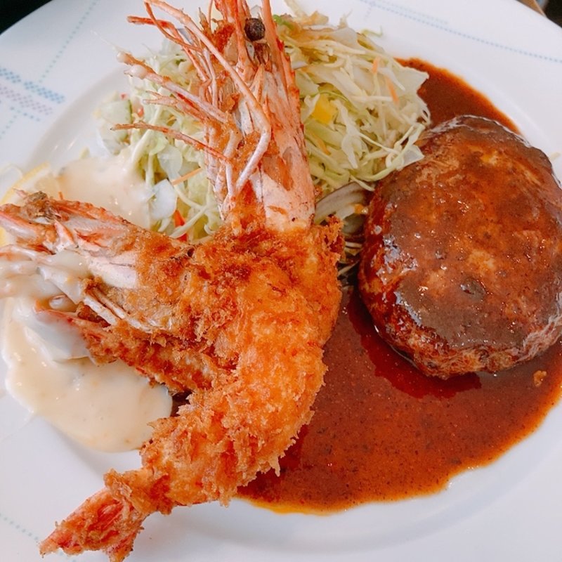 海老フライとハンバーグランチ(シャンボール )