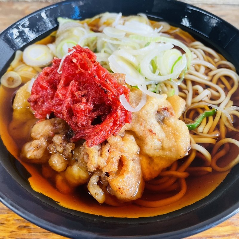 紅生姜天そば(六文そば 日暮里二号店)