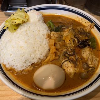 牡蠣野菜カレー(激辛)/味玉トッピング(カレーライス専門店 ブラザー)