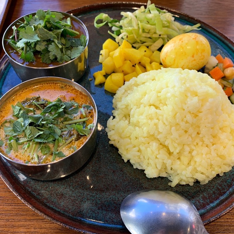 2種盛り 山椒ポーク/日替り(スパイス漬けポークとケールのココナッツカレー)(リコ プア （rico pua）)