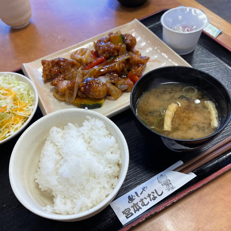 鶏の黒酢あん定食(宮本むなし プリンセス通り )