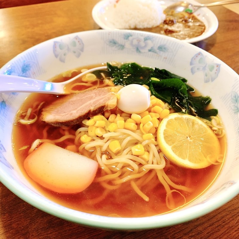 和風ラーメン(+半カレー)(福来軒)