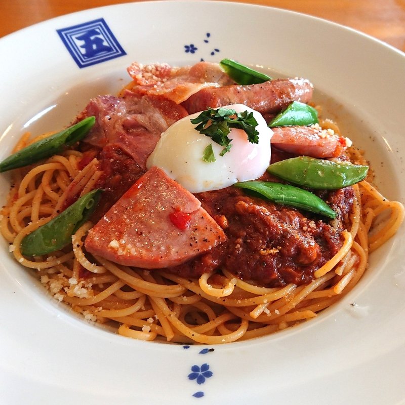 ごちそうミートソース～5種のベーコン・ハム・ソーセージ～(洋麺屋五右衛門 美しが丘店)