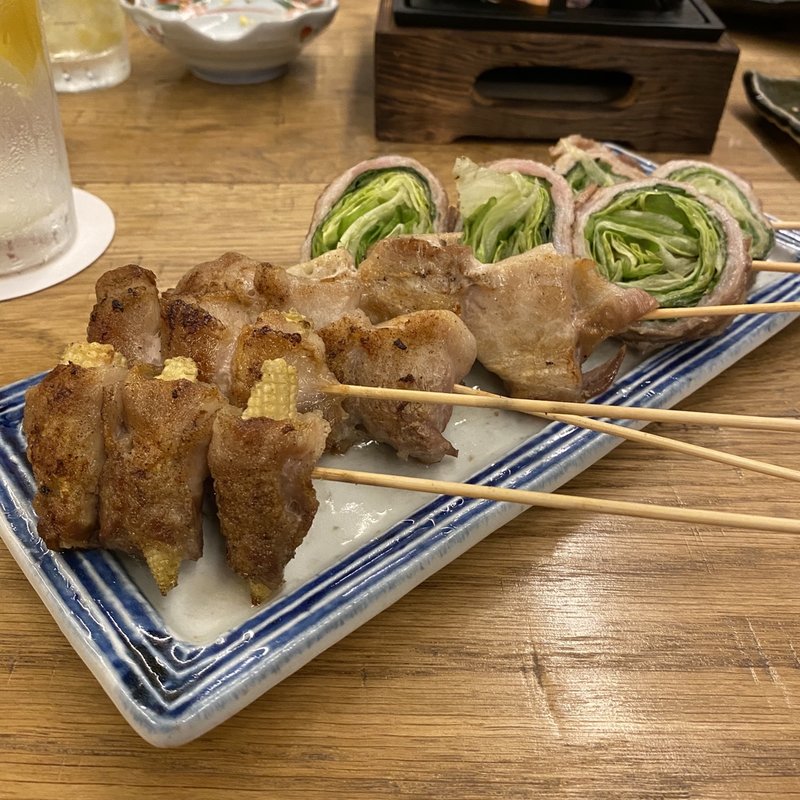 レタス巻き、れんこん巻き、ヤングコーン巻き(栄の串 せぶん)