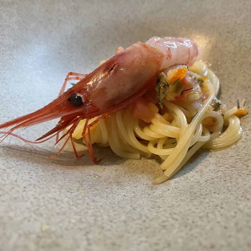 甘海老と金柑のパスタ(レストラン・ピウ)