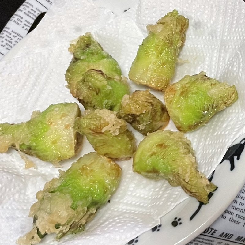 蕾菜天ぷら(自宅)