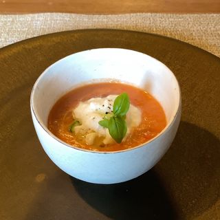 秋田県 じゅんさい 愛知県 おくら ガスパチョ(Restaurant154)