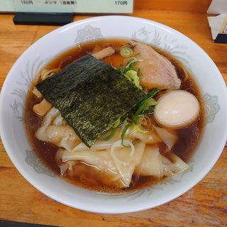 ワンタン麺(醤油)+味付玉子(支那そば 一麺 豊里店 )