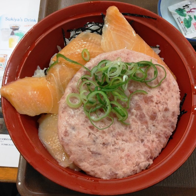 サーモン・まぐろたたき丼(すき家 163号門真殿島店)