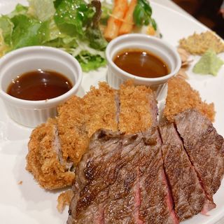 ステーキセット（黒毛和牛ステーキ&ビフカツ）(神戸ステーキ　メリカン)