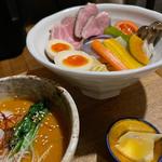 竹田オリエンタルつけ麺 特製    （山口県産有機野菜添え） (麺処 竹川)